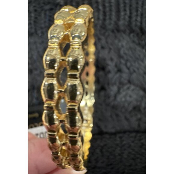 Columbia Stacked Bracelet Jewelry Goldtone Wide Chain Link Cuff Bangle NEW - Picture 5 of 11